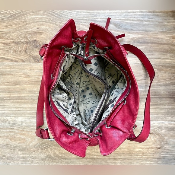 NUOVEDIVE Satchel Tote Shoulder Bag Purse - Made in Italy - Red Leather - EUC - Picture 8 of 11